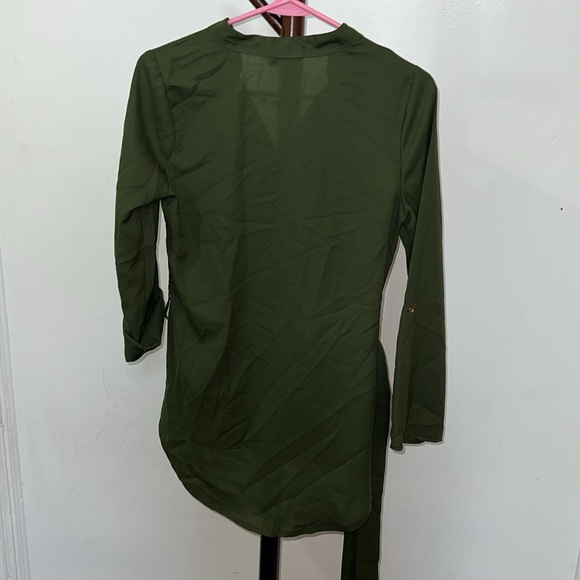 Olive Green Button Down Top - Picture 10 of 10
